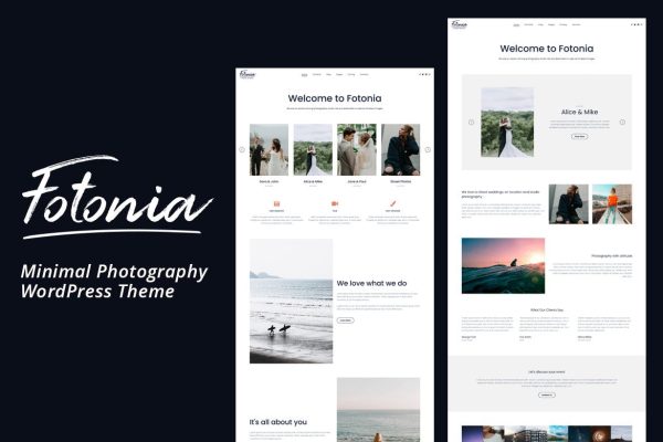 Download Fotonia Minimal Photography WordPress Theme Fotonia is a clean, responsive photography WordPress theme for photographers, designers, artists.