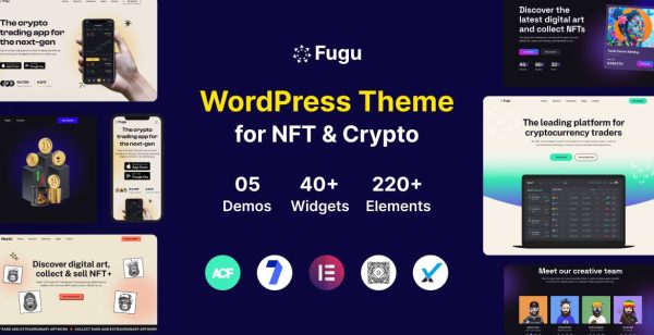 Download Fugu - NFT & Crypto WordPress Theme For NFT & Crypto websites, Crypto Currency, Bitcoin, Cryptocurrency Landing Page