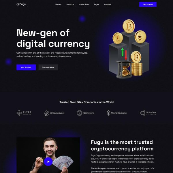 Download Fugu - NFT & Crypto WordPress Theme For NFT & Crypto websites, Crypto Currency, Bitcoin, Cryptocurrency Landing Page