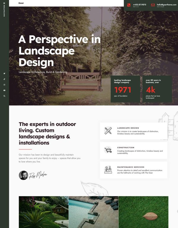 Download Gaar - Landscape Architecture & Garden Design WP Carefully designed niche theme developed for any landscape architecture & design company.