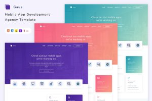 Download Gaus - Mobile App Development Agency Template agency, app, corporate, creative, creative agency, html5, landing, mobile app, modern design, html