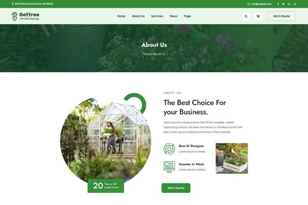 Download Gettree – Garden & Landscaping HTML Template agriculture, environment, florist, garden, gardeners, gardening, landscape architects, landscaper,