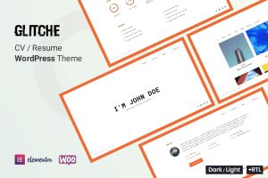 Download Glitche - CV Resume WordPress Theme Personal Portfolio WordPress Theme, CV Resume Theme, Elementor Page Builder, Dark & Light versions