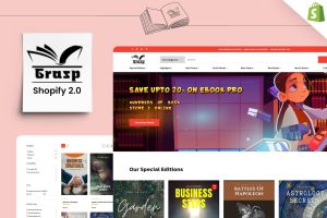 Download Grasp - Shopify Book Store Theme Authors, Writers & ebooks, Audio Books, Book Lending, Books Store, Podcast Library Shopify Template.