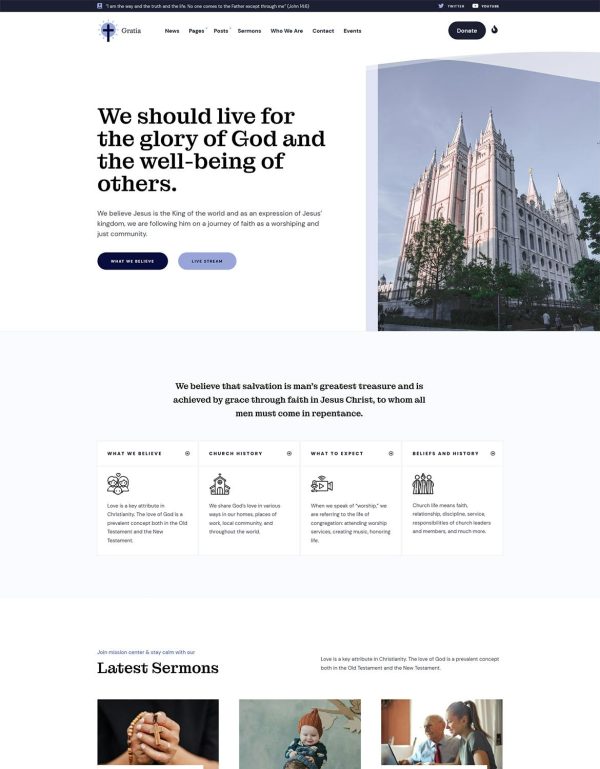 Download Gratia - Church & Religion WordPress Theme Gratia is the perfect choice for churches or religious congregations.