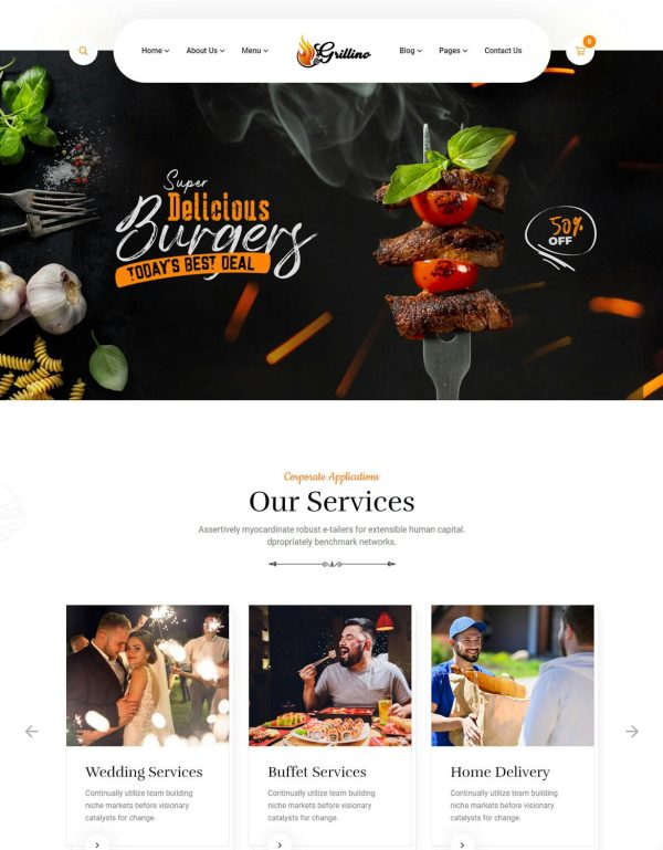 Download Grillino - Grill & Restaurant WordPress Theme Grillino is coded with beautiful and clean code and the power of Elementor. Fast & Easy to Customize