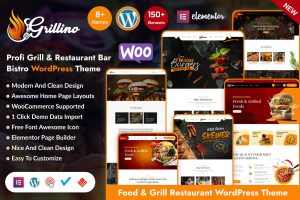 Download Grillino - Grill & Restaurant WordPress Theme Grillino is coded with beautiful and clean code and the power of Elementor. Fast & Easy to Customize