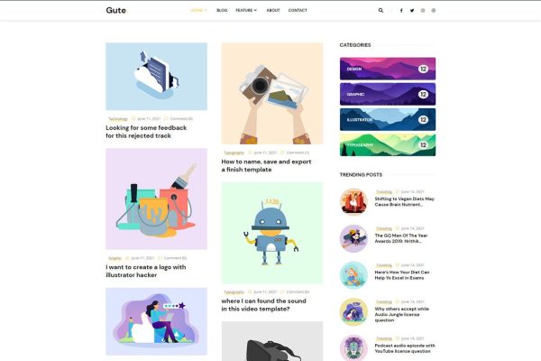 Download Gute | Minimalist Blog WordPress Theme blog, blogger, clean, creative, fashion, food, gallery, instagram, lifestyle, minimal, modern, pers