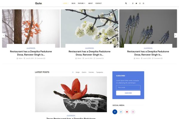 Download Gute | Minimalist Blog WordPress Theme blog, blogger, clean, creative, fashion, food, gallery, instagram, lifestyle, minimal, modern, pers