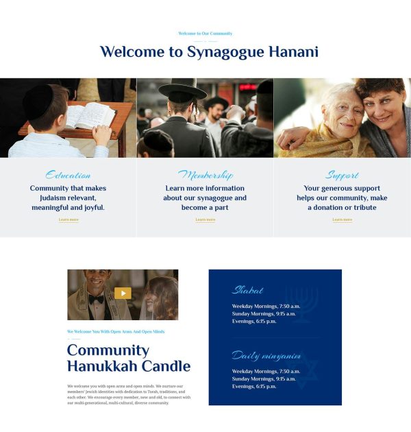 Download Hanani Jewish Community & Synagogue WordPress Theme