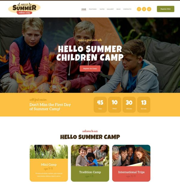 Download Hello Summer A Children's Camp WordPress Theme