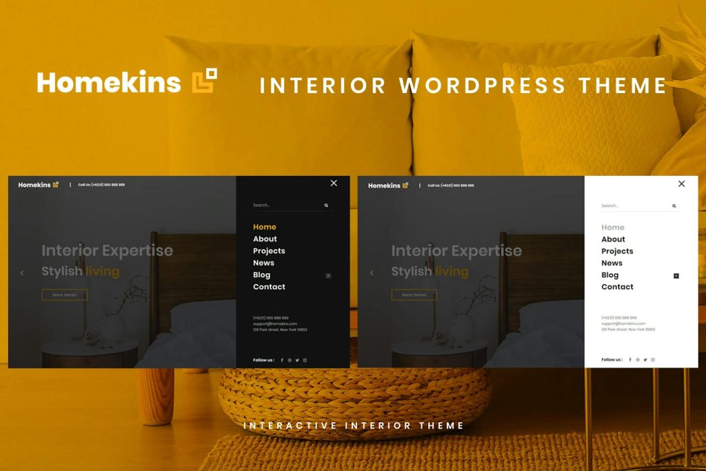 Homekins - Interior WordPress Theme animation, architecture, bootstrap ...