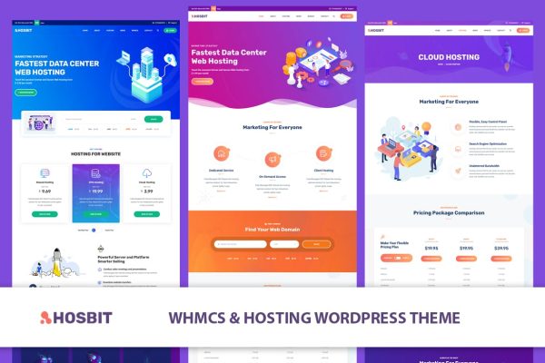 Download Hosbit - WHMCS & Hosting WordPress Theme cloud, domain registration, domains, host, hosting, elementor, internet, one page, portfolio