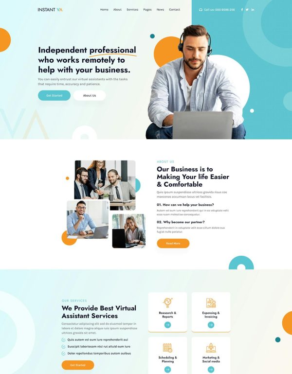 Download Instant VA | Virtual Assistant WordPress Theme  Virtual Assistant WordPress Theme