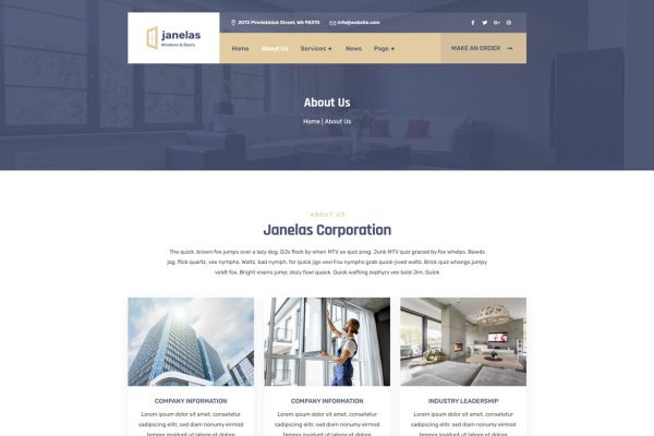 Download Janelas – Windows & Doors Services HTML Template aluminum, awnings, building, doors, exterior design, fiberglass, garage, glass, metal, plastic, sid