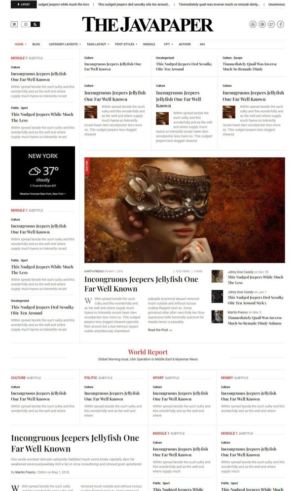 Download Javapaper – Classic Newspaper Theme WordPress theme for Classical Newspaper Theme. Powering with custom Elementor add-on.