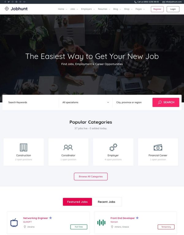 Download Jobhunt - Job Board WordPress theme for WP Job Man Fast loading WP Job Manager WordPress Theme to build a Job Board.