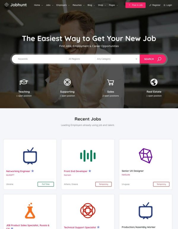 Download Jobhunt - Job Board WordPress theme for WP Job Man Fast loading WP Job Manager WordPress Theme to build a Job Board.