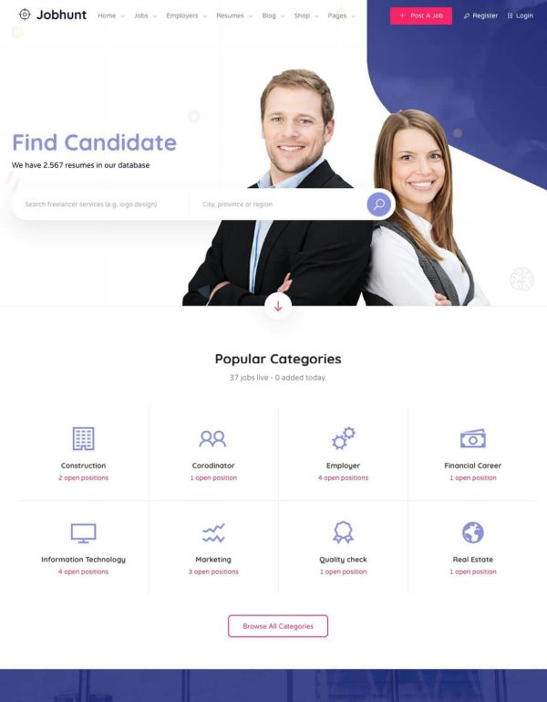 Download Jobhunt - Job Board WordPress theme for WP Job Man Fast loading WP Job Manager WordPress Theme to build a Job Board.