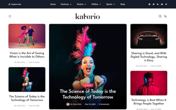 Download Katerio - Magazine & Blog WordPress Theme RTL Support & Based on Elementor Builder