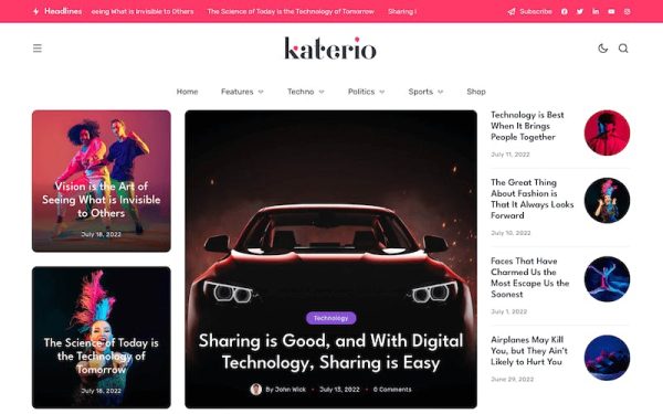 Download Katerio - Magazine & Blog WordPress Theme RTL Support & Based on Elementor Builder