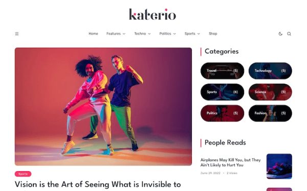 Download Katerio - Magazine & Blog WordPress Theme RTL Support & Based on Elementor Builder