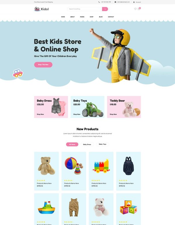 Download Kidol - Kids Toys Store eCommerce HTML Template Kids Toys Store eCommerce HTML Template is a stunning, responsive, and elegant HTML5 template