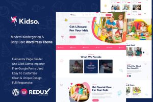 Download Kidso - Modern Kindergarten WordPress Theme you can create a website for Day Care, Pre-School and other kids related websites.