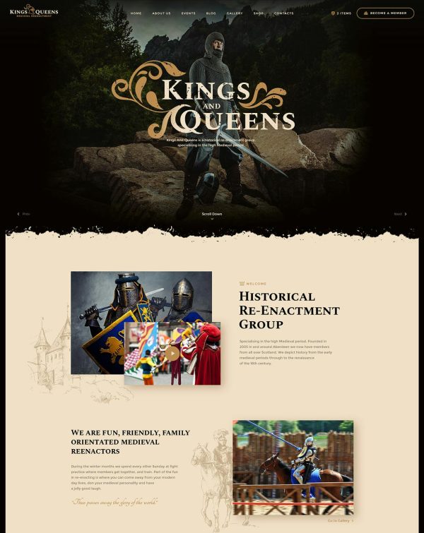 Download Kings & Queens Historical Reenactment WordPress Theme