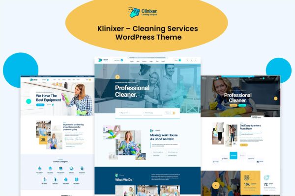 Download Klinixer - Cleaning Services WordPress Theme  Klinixer for cleaning service company, maid service company and general service company.