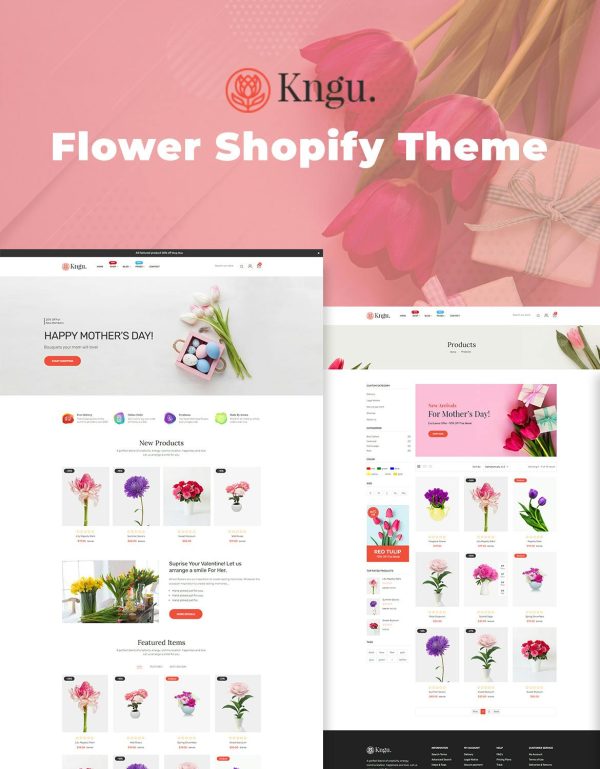 Download Kngu - Flower Shopify Theme  Using this new theme you may easily built a new site without any programming skills.