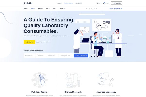 Download Labaid - Laboratory & Science Research WordPress T innovation, laboratory, medical research, professors, research, research center, research groups