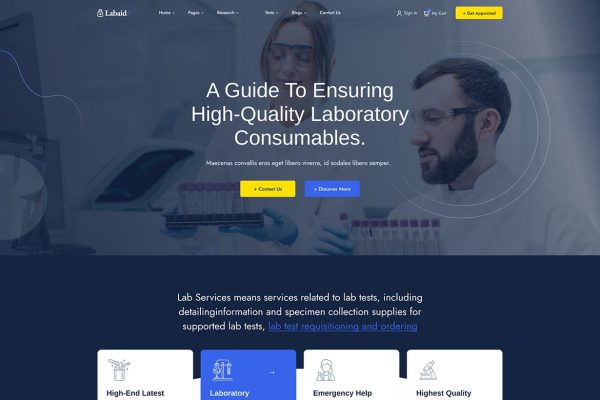 Download Labaid - Laboratory & Science Research WordPress T innovation, laboratory, medical research, professors, research, research center, research groups