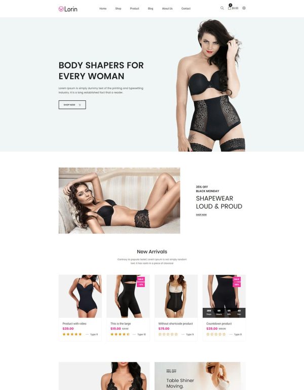 Download Lorin – Shapewear Shopify Theme  – Shapewear eCommerce Shopify Theme + RTL + Dropshipping