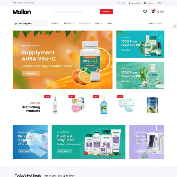 Download Mallon - Medical Store, Health Shop Shopify Theme Awesome Shopify theme designed for the pharmacy, medical and health online stores