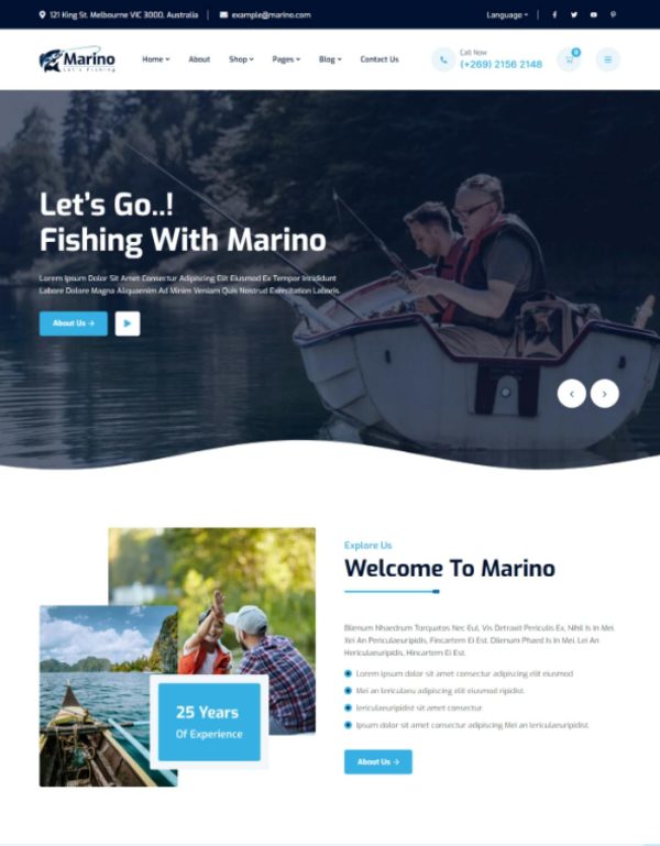 Download Marino - Fishing & Sea Hobby WordPress Theme Fishing Solution And Service WordPress Theme is specially designed for fishing club and sea club