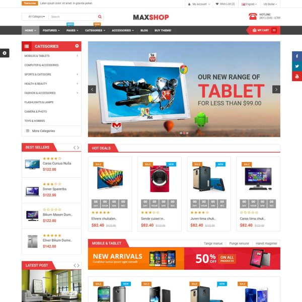 Download Maxshop - Multipurpose eCommerce HTML Template Clean and elegant design for online shop, store online market store with 3 mobile layouts