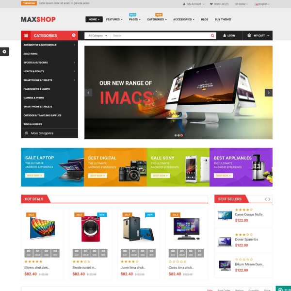 Download Maxshop - Multipurpose eCommerce HTML Template Clean and elegant design for online shop, store online market store with 3 mobile layouts