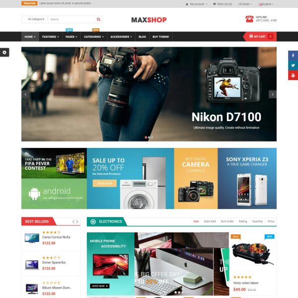 Download Maxshop - Multipurpose eCommerce HTML Template Clean and elegant design for online shop, store online market store with 3 mobile layouts