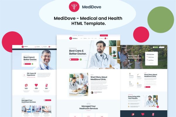 Download MediDove - Medical and Health HTML5 Template Hospitals, Dentists, Gynecologists, Physiatrists, Psychologists and Laboratories related websites