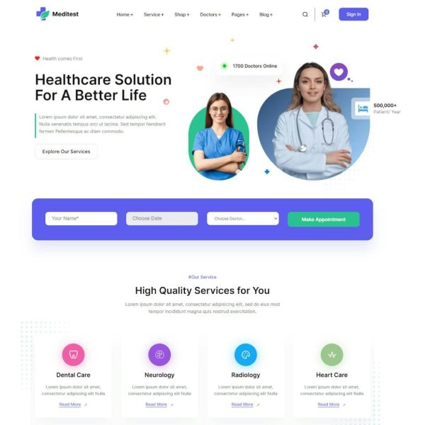 Download Meditest - Health Care Medical & Hospital Theme Your Healthcare Website with a Professional Medical & Hospital Theme