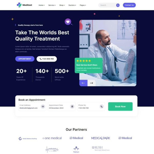 Download Meditest - Health Care Medical & Hospital Theme Your Healthcare Website with a Professional Medical & Hospital Theme