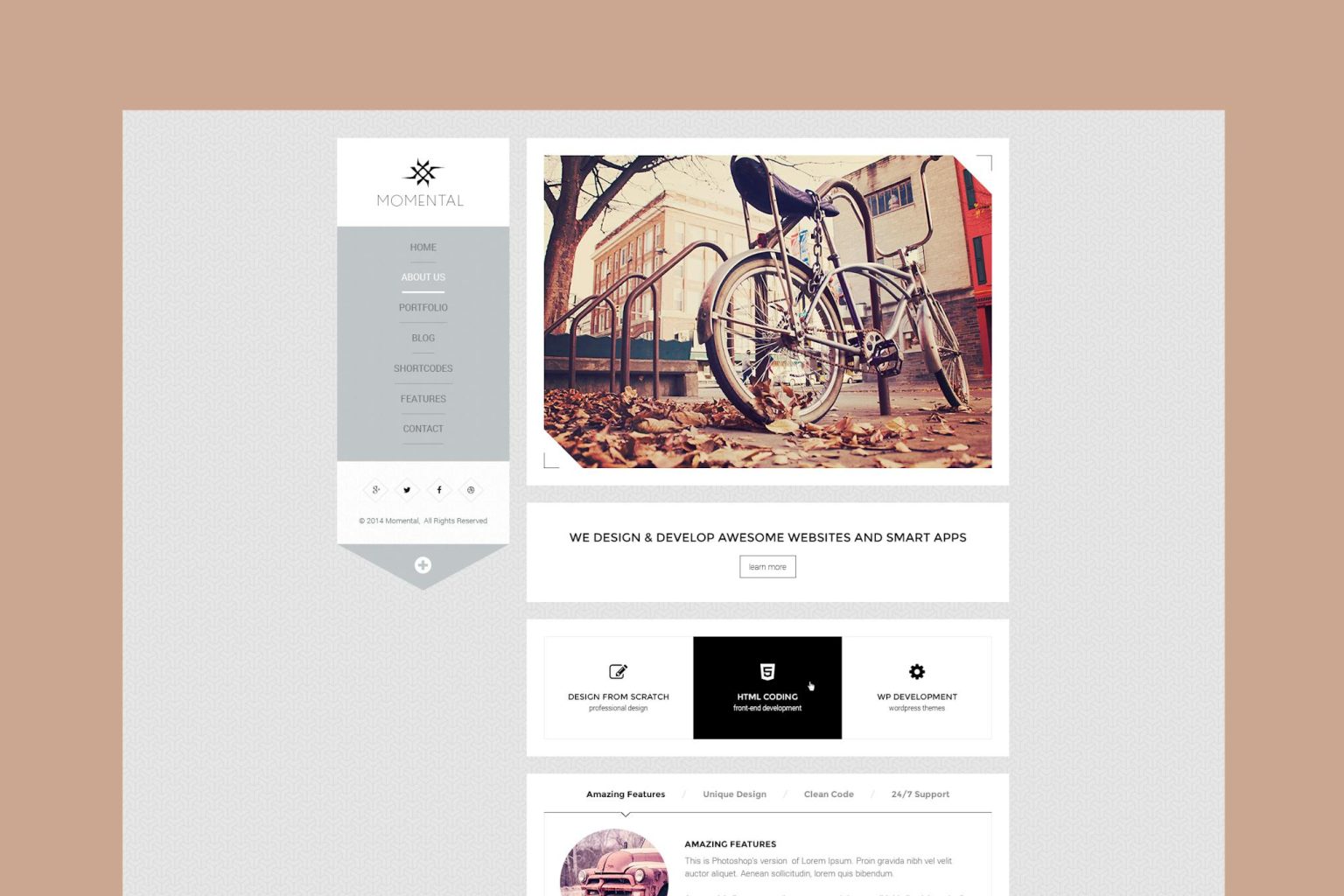 Momental - Vertical Menu HTML5 Template Vertical Navigation HTML ...