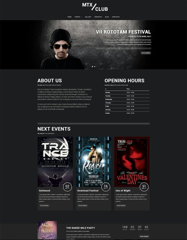 Download MTX Club Dark is a clean, and unique HTML template for Night Clubs, Bars, Clubs, Nightlife, Parties