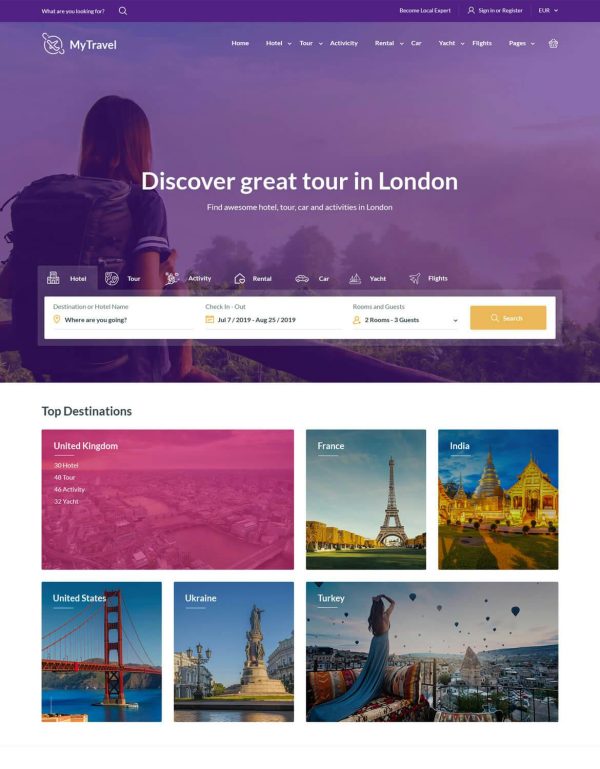 Download MyTravel - Tours & Hotel Bookings WooCommerce Them Tours & Hotel Bookings WooCommerce Theme