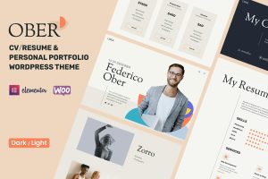 Download OBER - Personal Portfolio Resume WordPress Theme Personal Portfolio WordPress Theme, CV Resume Theme, Elementor Page Builder, Dark & Light Skin
