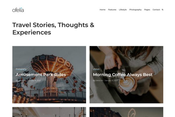 Download Ofelia - Travel Personal WordPress Blog Theme Ofelia is a travel personal photography blog WordPress theme for writing and telling stories.