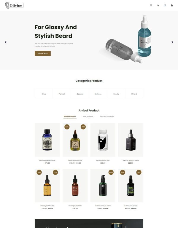 Download Olivine - Beard Oil HTML Template Olivine comes with 3 unique pre-made homepages with an attention-triggering design.