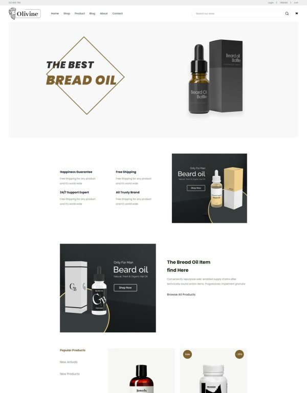 Download Olivine - Beard Oil HTML Template Olivine comes with 3 unique pre-made homepages with an attention-triggering design.