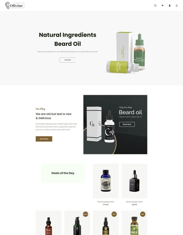 Download Olivine - Beard Oil HTML Template Olivine comes with 3 unique pre-made homepages with an attention-triggering design.